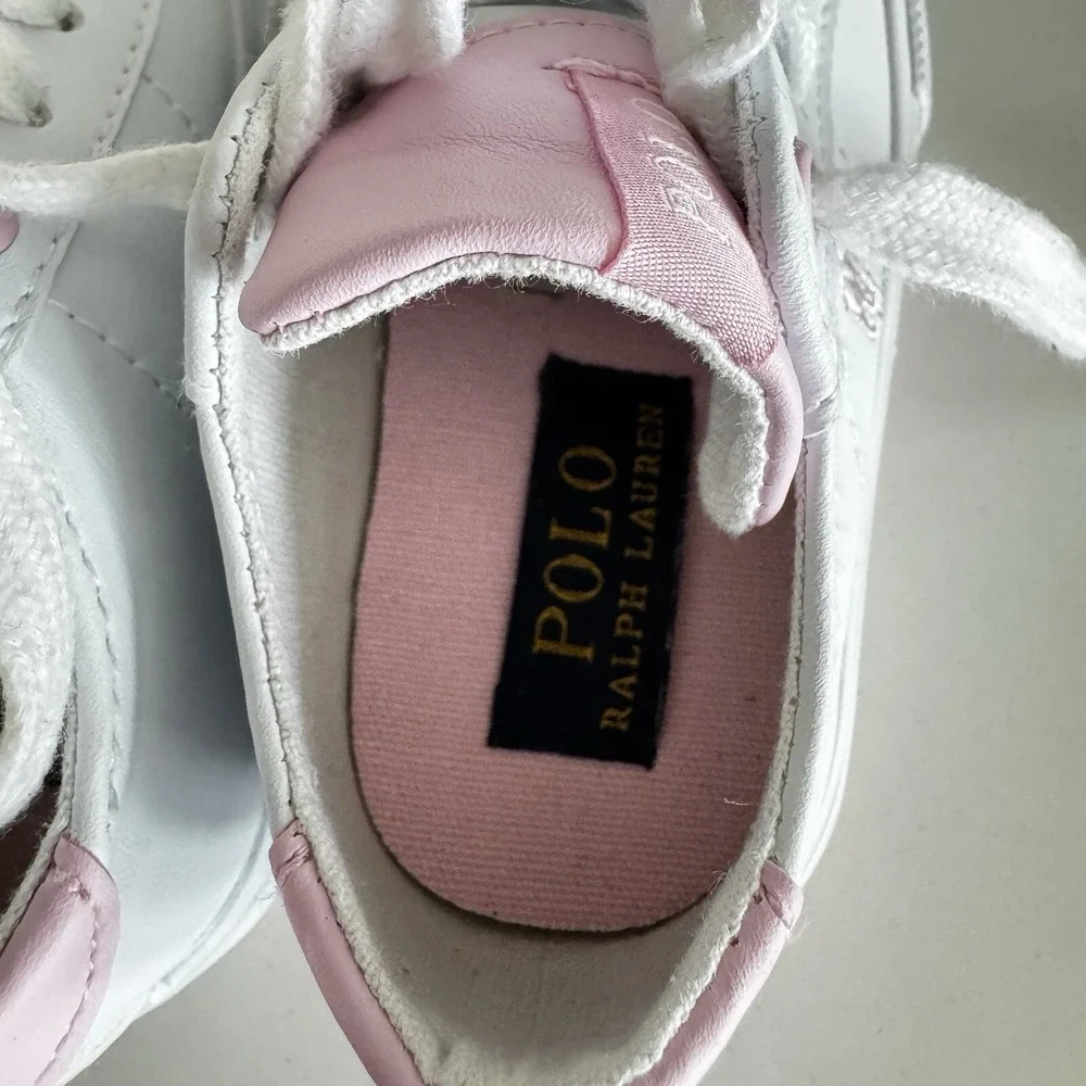 Polo Ralph Lauren Sayers Sneaker Infant Size 5 White Pink Logo Low Top Shoes